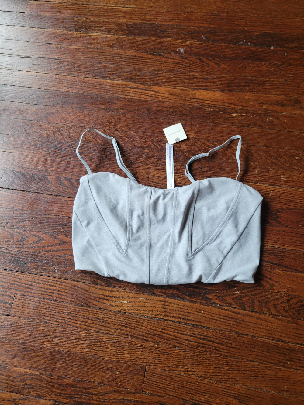 Anthropologie knit corset crop top bustier light grey New Beach Resort Sz Small - Picture 3 of 15
